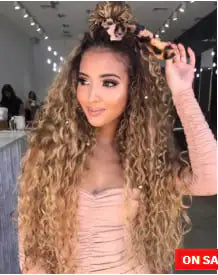 Peluca para Mujeres de Cabello Rizado y Colores Degradados Africano