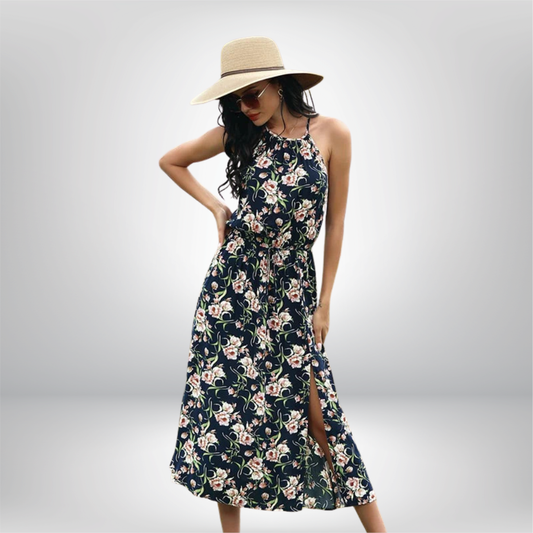 Vestido de Mujer sin Mangas, Media Pantorrilla y Patchwork