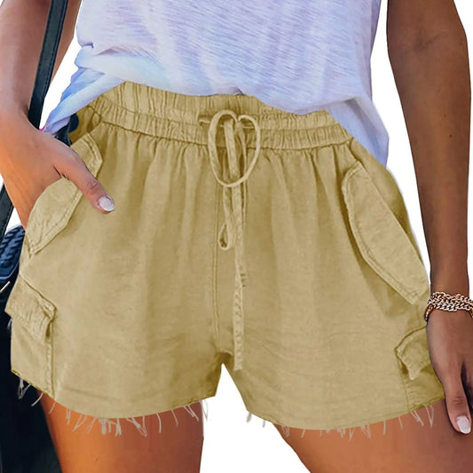 Shorts Casuales de Pierna Ancha y Cintura Alta