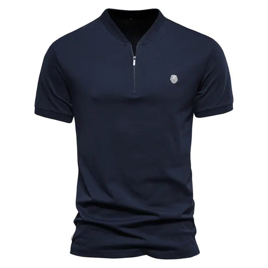 Camiseta de Cuello en V Bordada de Color Sólido para Hombre
