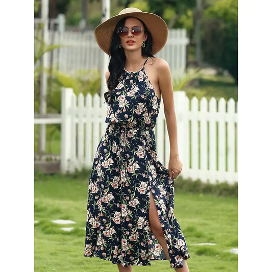 Vestido de Mujer sin Mangas, Media Pantorrilla y Patchwork