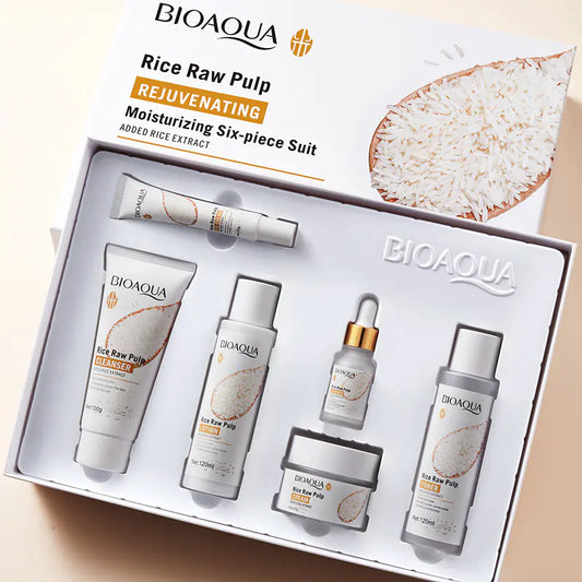 Set de Cuidado de la Piel Hidratante de Esencia de Arroz BIOAOUA (6 Piezas)