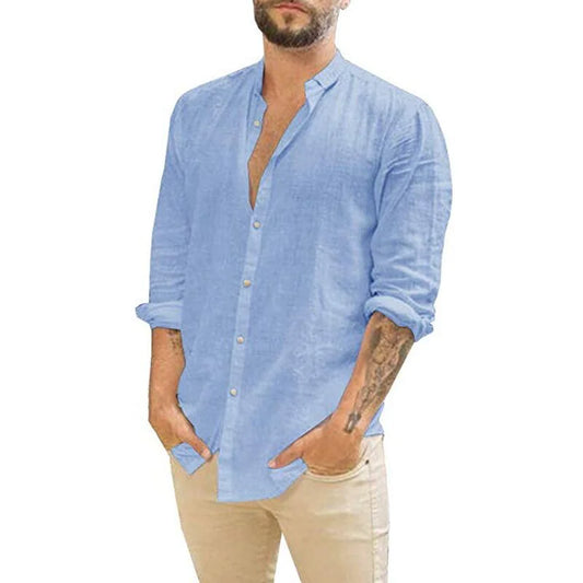Camisa con cuello alto de color sólido