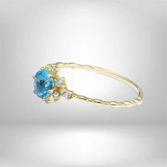 Anillo de Zircón de Topacio Azul Natural de Plata S925