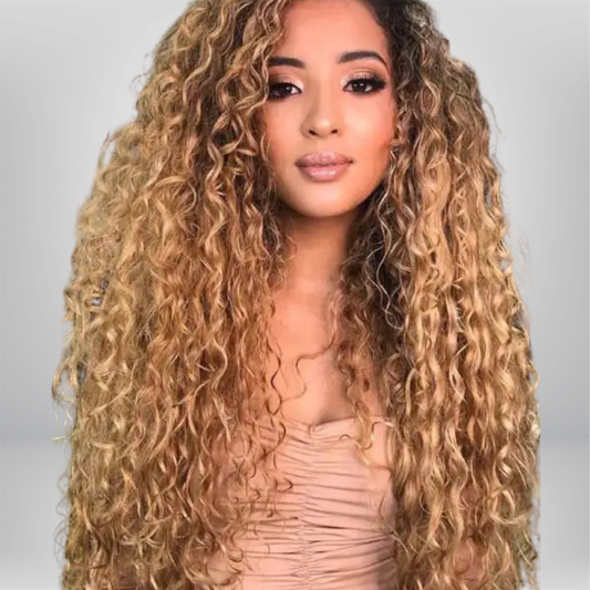 Peluca para Mujeres de Cabello Rizado y Colores Degradados Africano