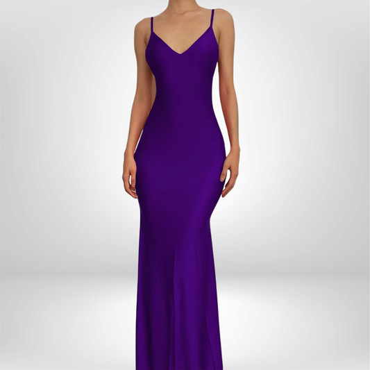 Vestido largo de noche sexy con escote en V, estilo sirena, elegante, ajustado