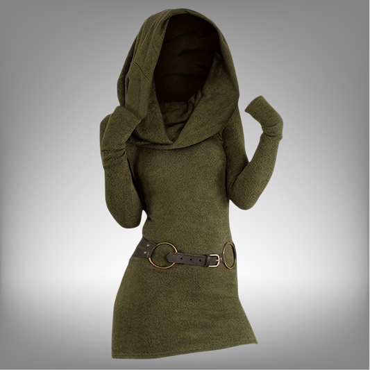 Vestido de punto de color liso con cuello de pila, moda europea y americana