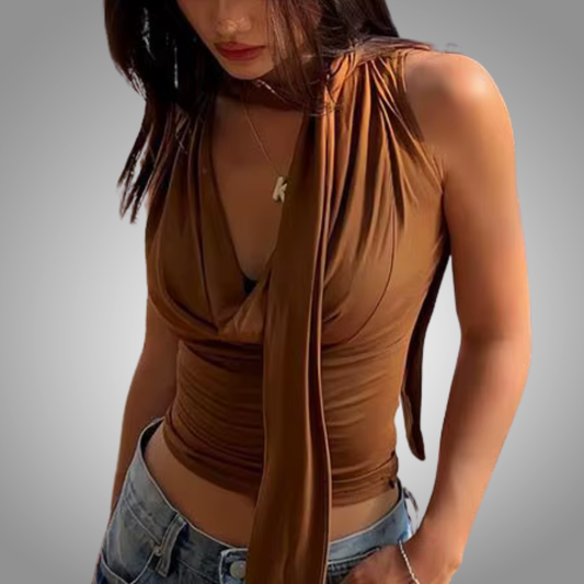 Camiseta sin mangas lisa de verano para mujer, sexy con cuello en V