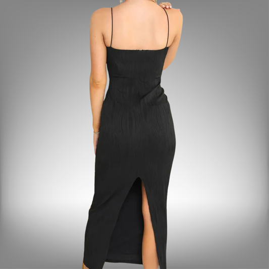 Vestido largo sexy para mujer, fruncido, sin mangas, ajustado, liso, para fiesta