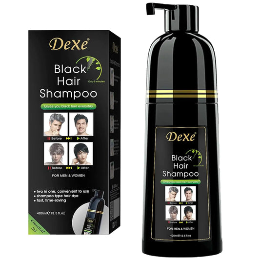 UniForU Champú Tinte de Cabello Negro 400ml Color Instantáneo por hasta 30 Días para Mujeres y Hombres