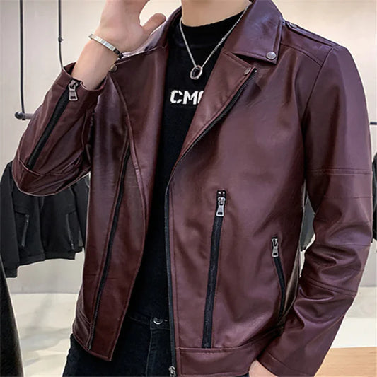 Chaqueta de Cuero con Solapa