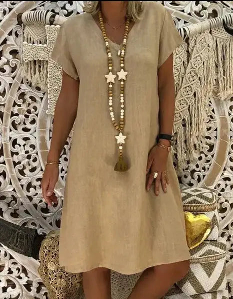 Vestido Midi Casual con Cuello en V