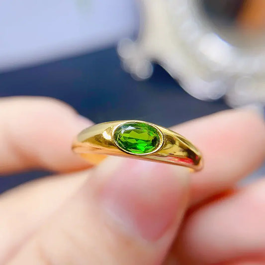 Anillo de Moda para Mujer con Diópsido Natural