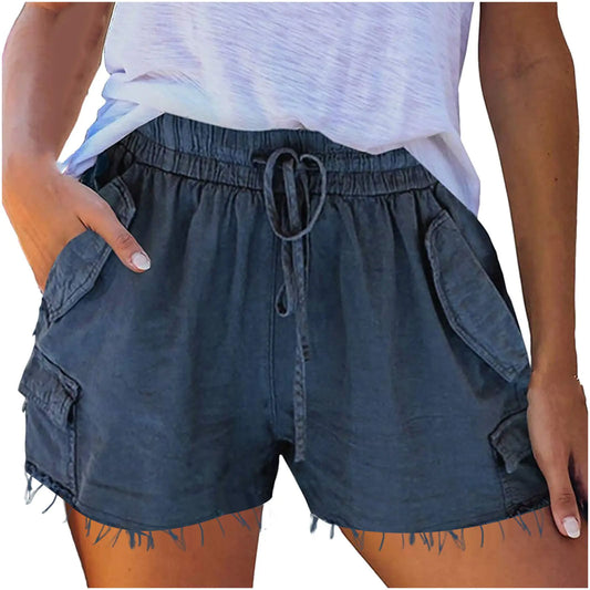 Shorts Casuales de Pierna Ancha y Cintura Alta