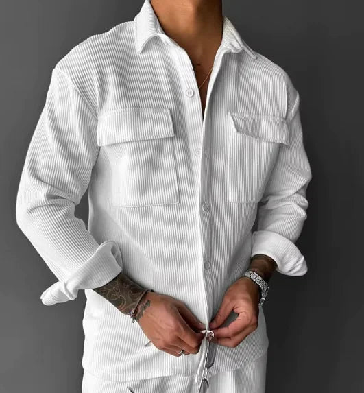Nueva Camisa de Hombre con Solapa y Manga Larga