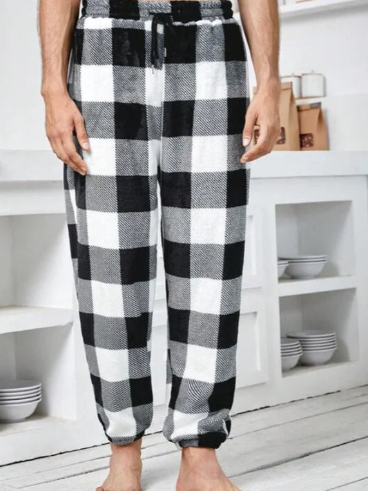 Pijamas Casuales Cozy Stride cuadros negros blanco