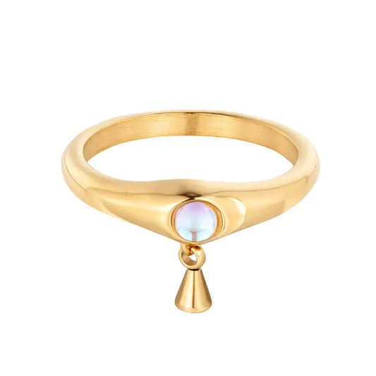 Anillo de Acero de Titanio Minimalista Tridimensional de Perla