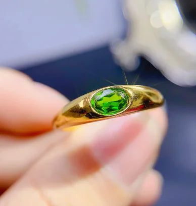 Anillo de Moda para Mujer con Diópsido Natural