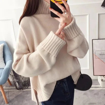 Suéter de Cachemira de Punto Grueso para Mujer - Otoño Invierno