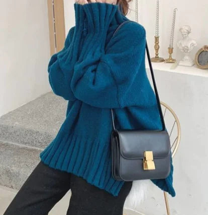 Suéter de Cachemira de Punto Grueso para Mujer - Otoño Invierno