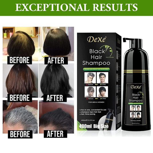 UniForU Champú Tinte de Cabello Negro 400ml Color Instantáneo por hasta 30 Días para Mujeres y Hombres