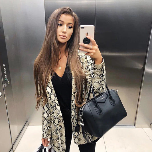 Blazer de Estampado de Serpiente para Mujer