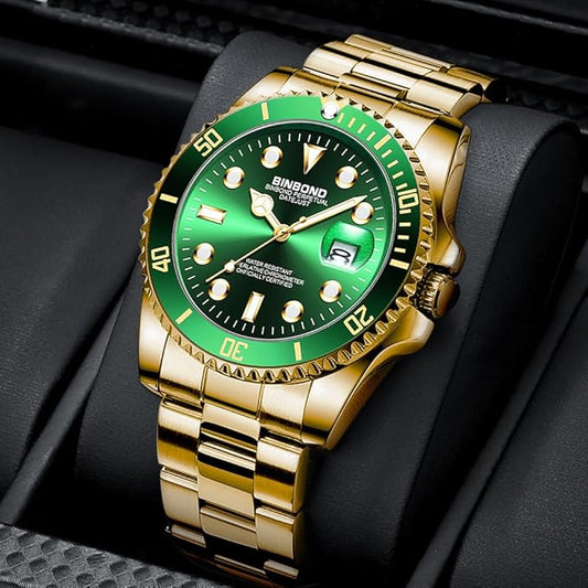 Reloj de vestir BINBOND Elite de acero inoxidable resistente al agua para hombre