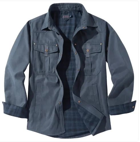 Chaqueta Casual de Franela a Cuadros