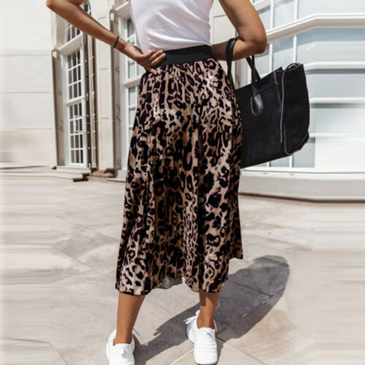 Falda Mini A-Line Sexy de Estampado de Leopardo para Mujer