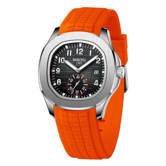 Reloj analógico clásico NIBOSI para hombre con correa de silicona y calendario