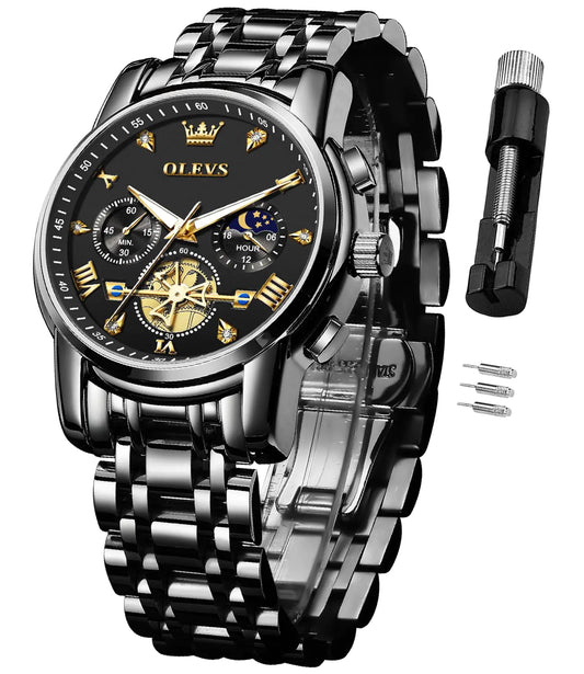 Reloj cronógrafo de acero inoxidable para hombre de OLEVS
