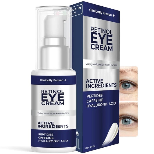 Crema de Ojos con Retinol para la Hinchazón y Bolsas Debajo de los Ojos con Ácido Hialurónico y Péptidos