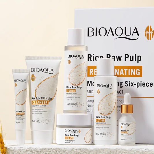 Set de Cuidado de la Piel Hidratante de Esencia de Arroz BIOAOUA (6 Piezas)