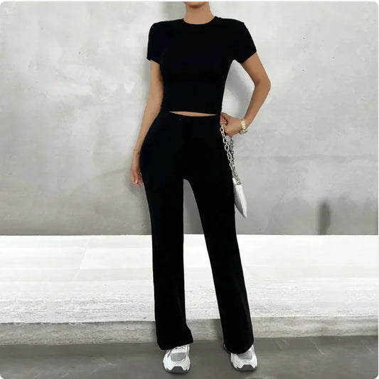 Conjunto de Moda Casual Urbano con Cuello Redondo