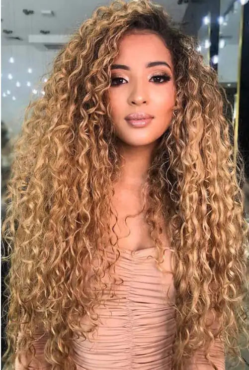 Peluca para Mujeres de Cabello Rizado y Colores Degradados Africano
