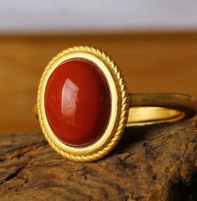 Anillo Retro de Jade Hetian Natural con Esmeralda para Mujer