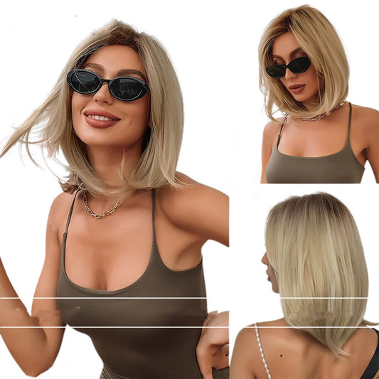 Peluca con Cola Dividida Dorada de Moda para Mujeres