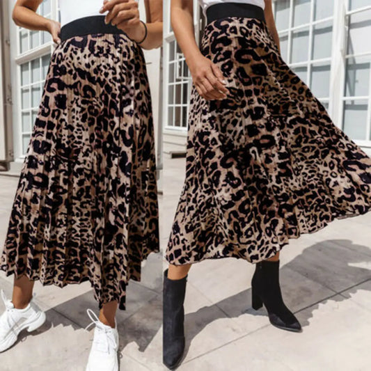 Falda Mini A-Line Sexy de Estampado de Leopardo para Mujer