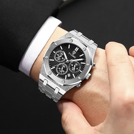 Reloj de Pulsera Impermeable de Acero Inoxidable, Tiong, Marca de Lujo con Cuarzo