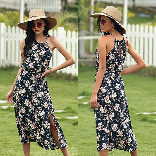 Vestido de Mujer sin Mangas, Media Pantorrilla y Patchwork