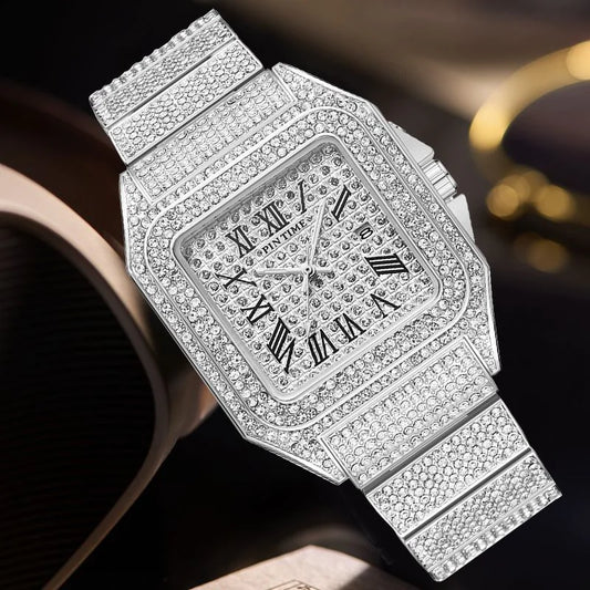 Reloj de Cuarzo con Diamantes Cuadrado