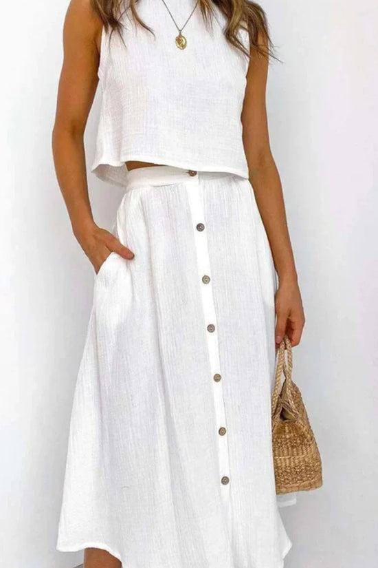 Conjunto de Chaleco y falda Midi - Sofisticación en Dos Piezas