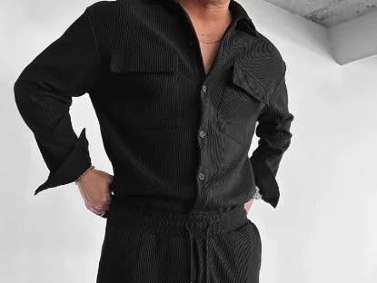 Nueva Camisa de Hombre con Solapa y Manga Larga