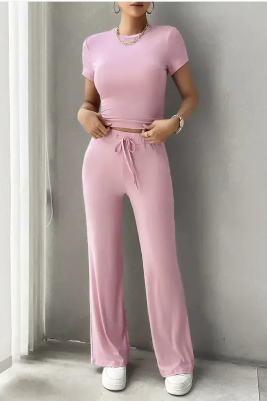 Conjunto de Moda Casual Urbano con Cuello Redondo