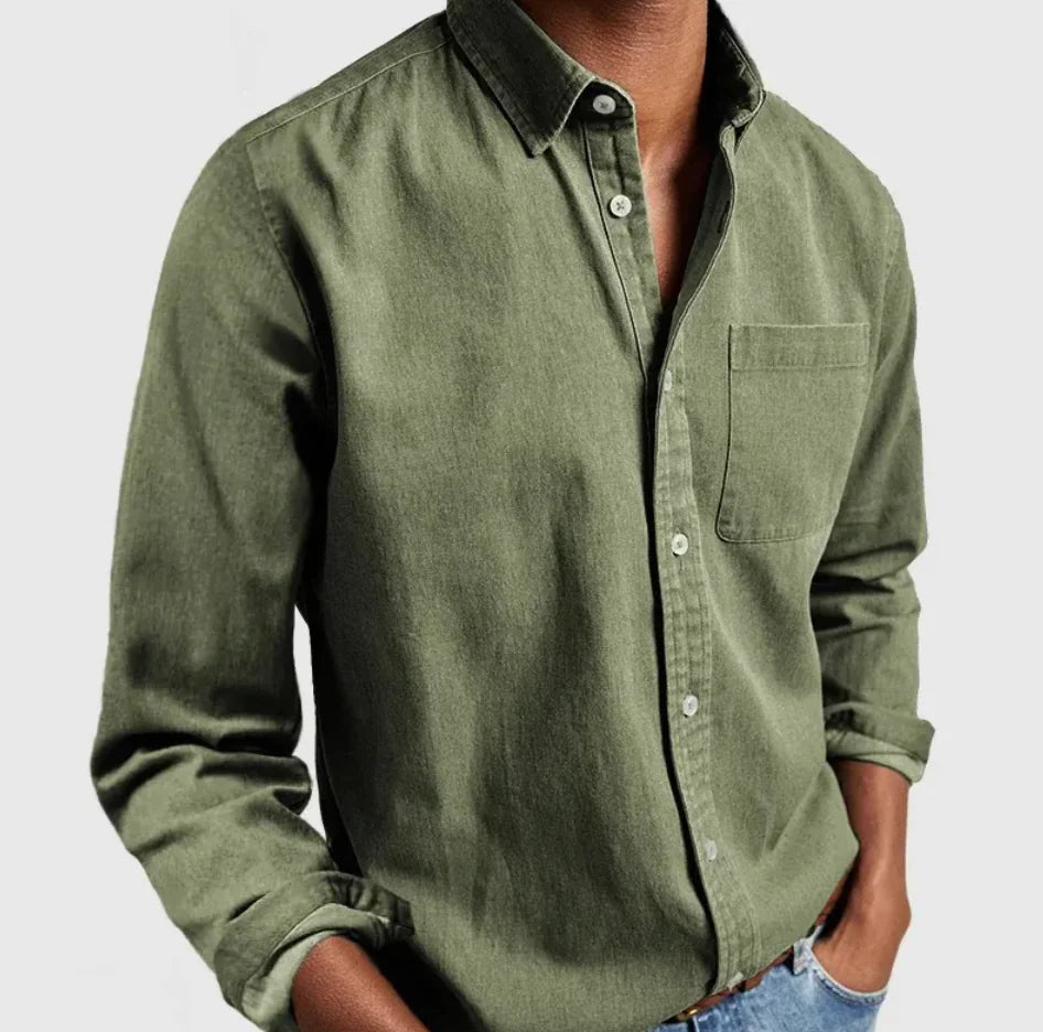 Camisa de Hombre de Manga Larga con Solapa