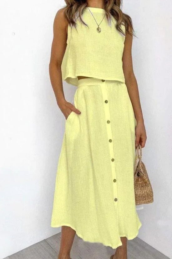 Conjunto de Chaleco y falda Midi - Sofisticación en Dos Piezas