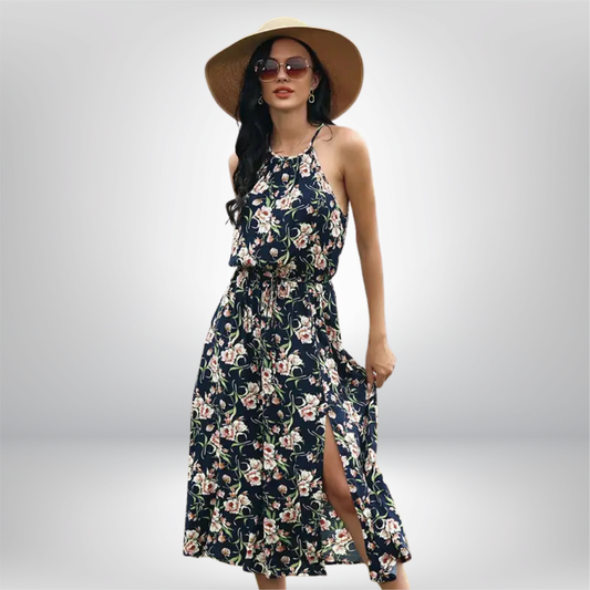 Vestido de Mujer sin Mangas, Media Pantorrilla y Patchwork