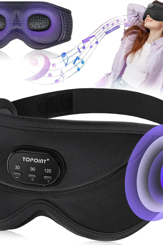 Máscara de Dormir TOPOINT con Auriculares Bluetooth 3D, Meditación, Siesta,