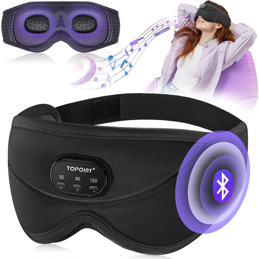 Máscara de Dormir TOPOINT con Auriculares Bluetooth 3D, Meditación, Siesta,