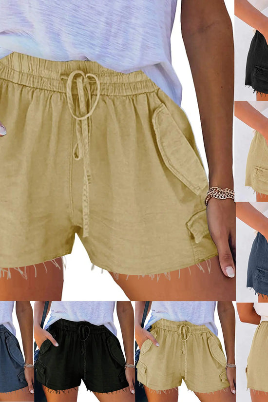 Shorts Casuales de Pierna Ancha y Cintura Alta